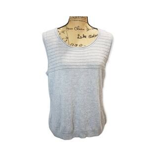 Nue Options Gray Stripped Short Sleeved Tank Top Shirt